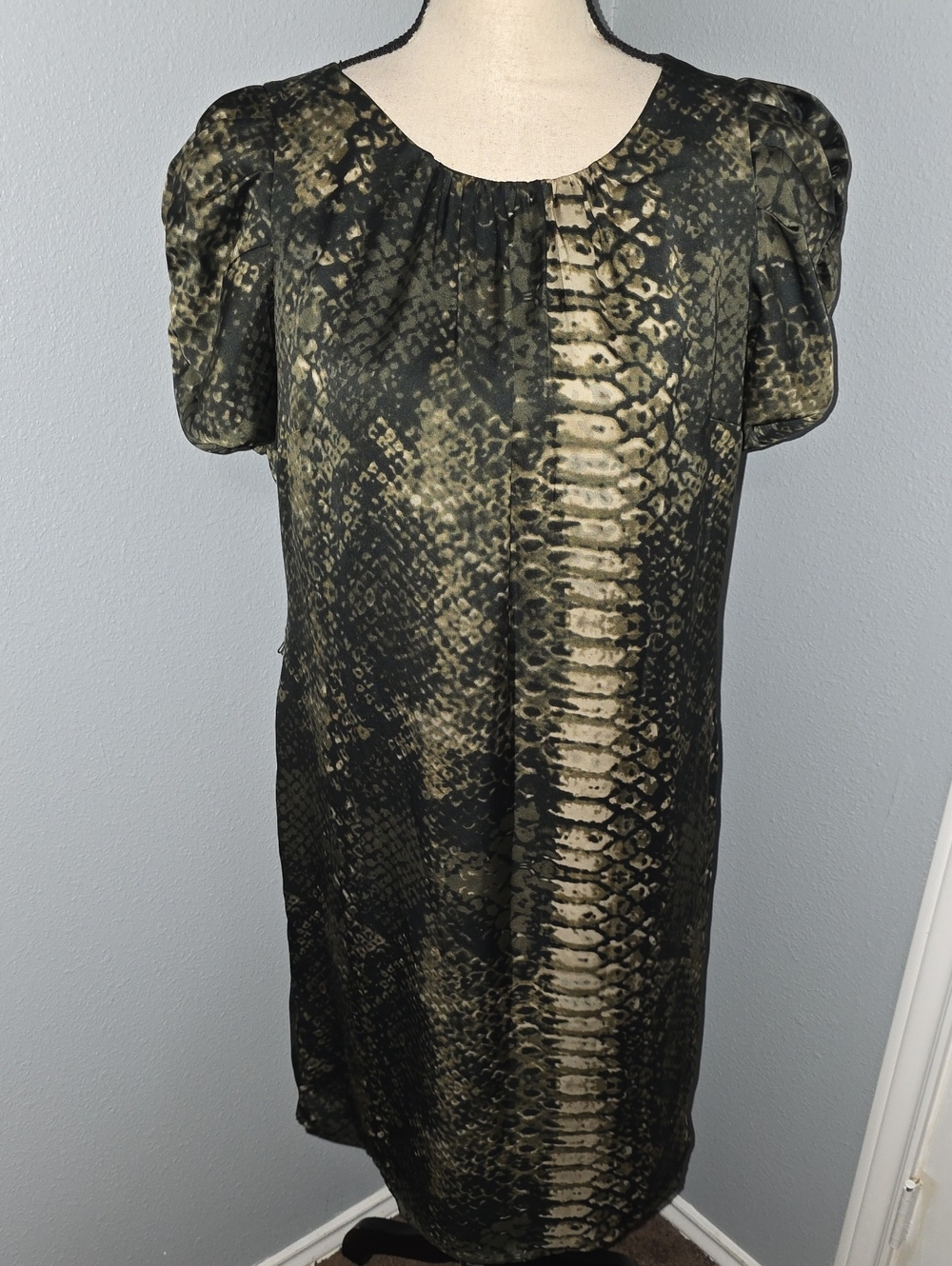 Marks & Spencer Olive and Black Snake-Print Shift Dress